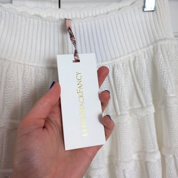 NWT LoveShackFancy Sandrea Skirt in White Rose | Women's Size Medium - Picture 10 of 11